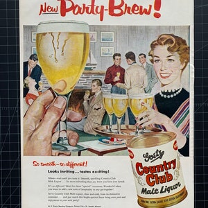 Vintage 1955 Goetz Country Club Malt Liquor Original Print Ad