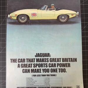 Vintage 1969 jaguar print advertisement retro gift decor