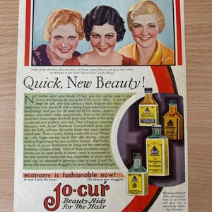 Vintage 1931 Jo-Cur Hair Waving Kit Print Ad
