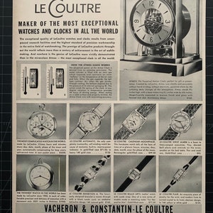 Vintage 1950 Le Coultre Watches Clocks Print advertisement