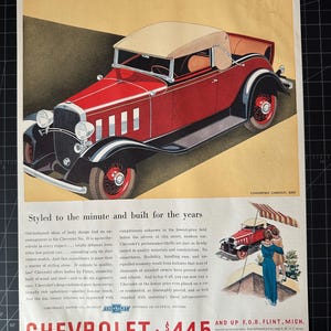 Vintage 1932 Chevrolet Convertible Cabriolet Print Ad