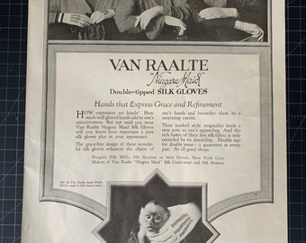 Vintage 1918 van raalte silk gloves print ad