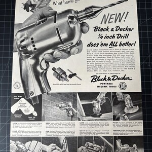 Vintage 1956 Black & Decker Drill Print Ad