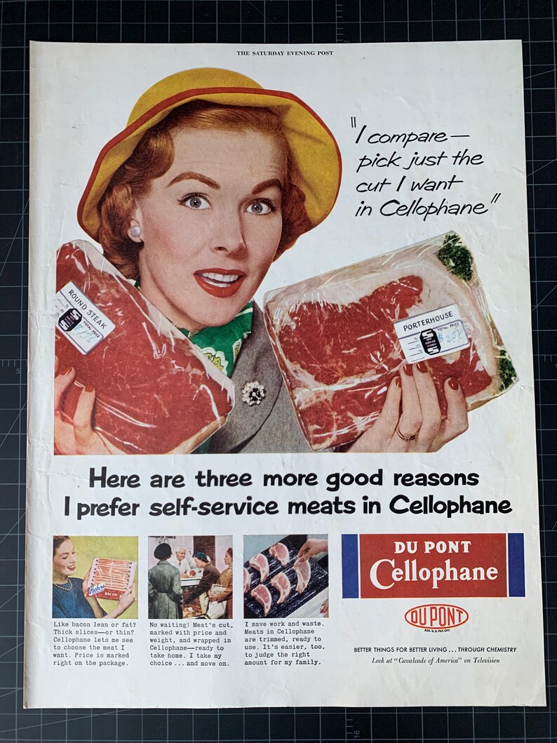 Vintage 1954 Dupont Cellophane Print Ad Etsy