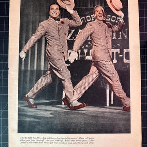 Rare Vintage 1940s Bing Crosby & Bob Hope Magazine Clipping