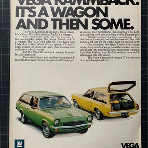 Vintage 1970s chevrolet vega kammback print advertisement
