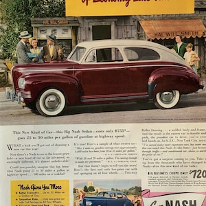 Vintage 1940s nash automobile advertisement