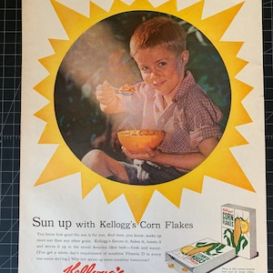 Vintage 1955 kellogg’s corn flakes print advertisement