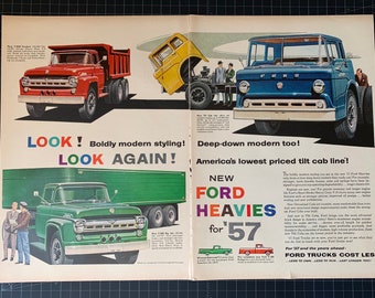 Vintage 1957 ford trucks print ad