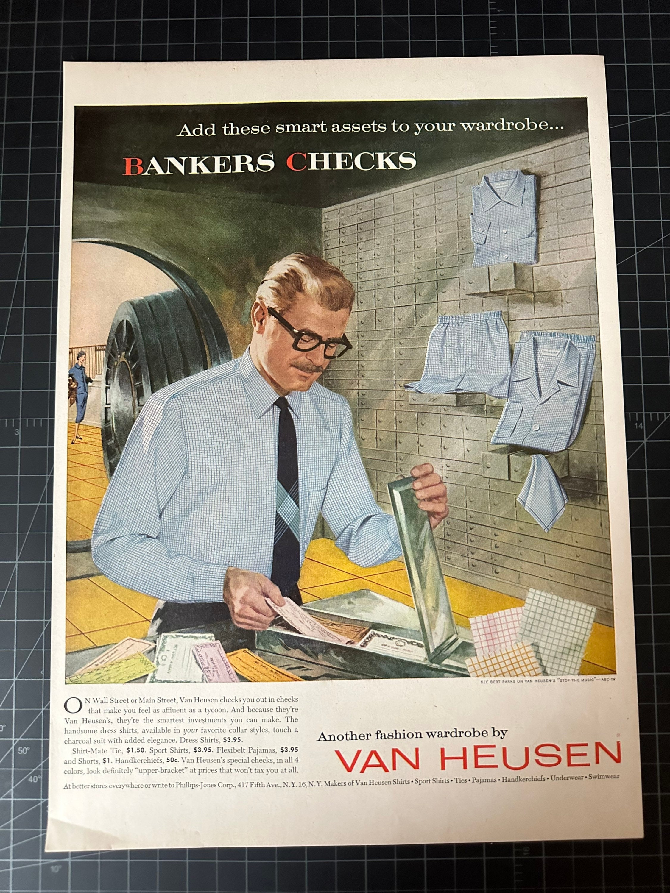 Vintage 1950er Jahre van heusen Kleidung Druck Werbung