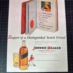 Vintage 1940s Johnnie Walker Whiskey Print Ad