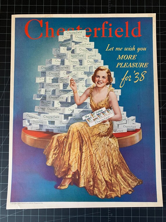 chesterfield cigarettes original 1954 Ad Jan Sterling O'Shea Made from authentic looking light brown card File:Chesterfield Cigarettes in Variants Red,