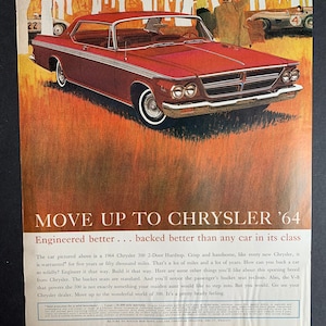 Vintage 1964 chrysler 300 2-door hardtop auto print advertisement