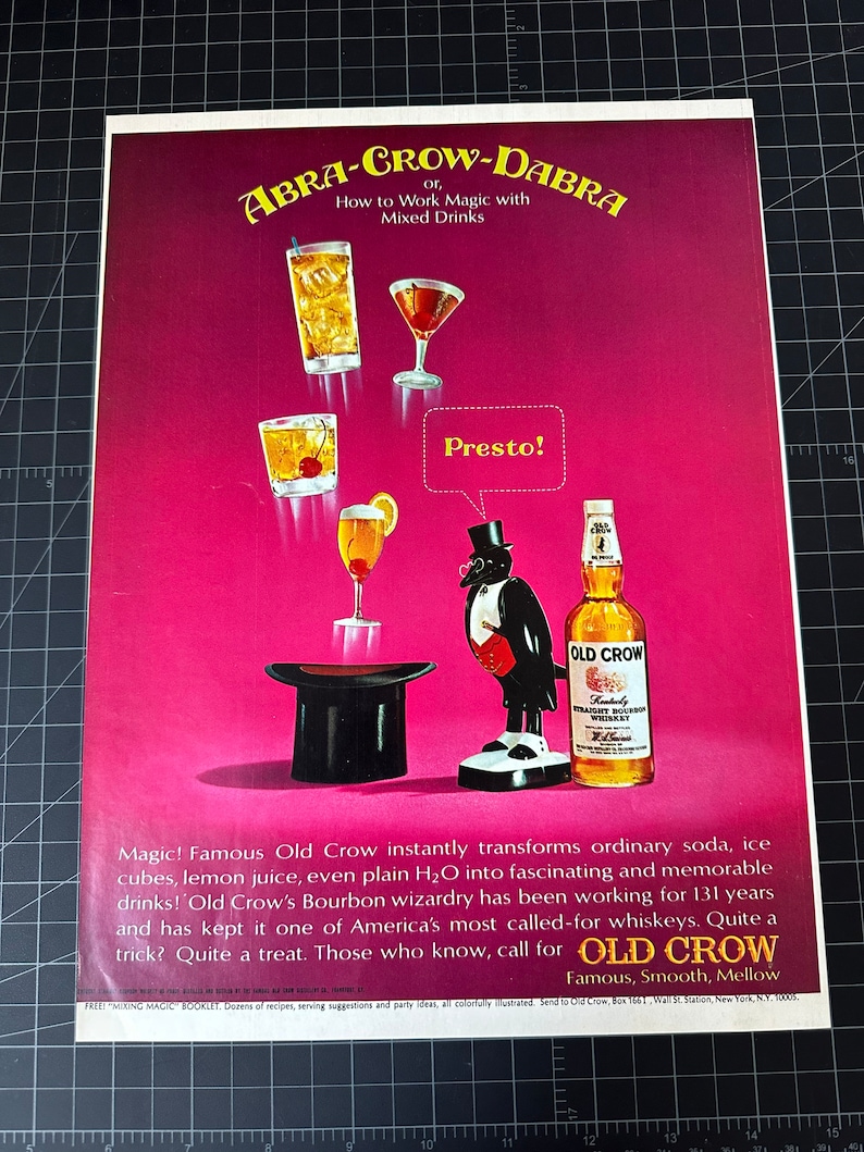 Vintage 1960s Old Crow Whiskey Original Advertisement - Etsy