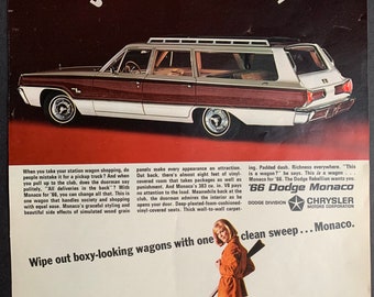 Vintage 1966 Dodge Monaco Station Wagon Print Ad