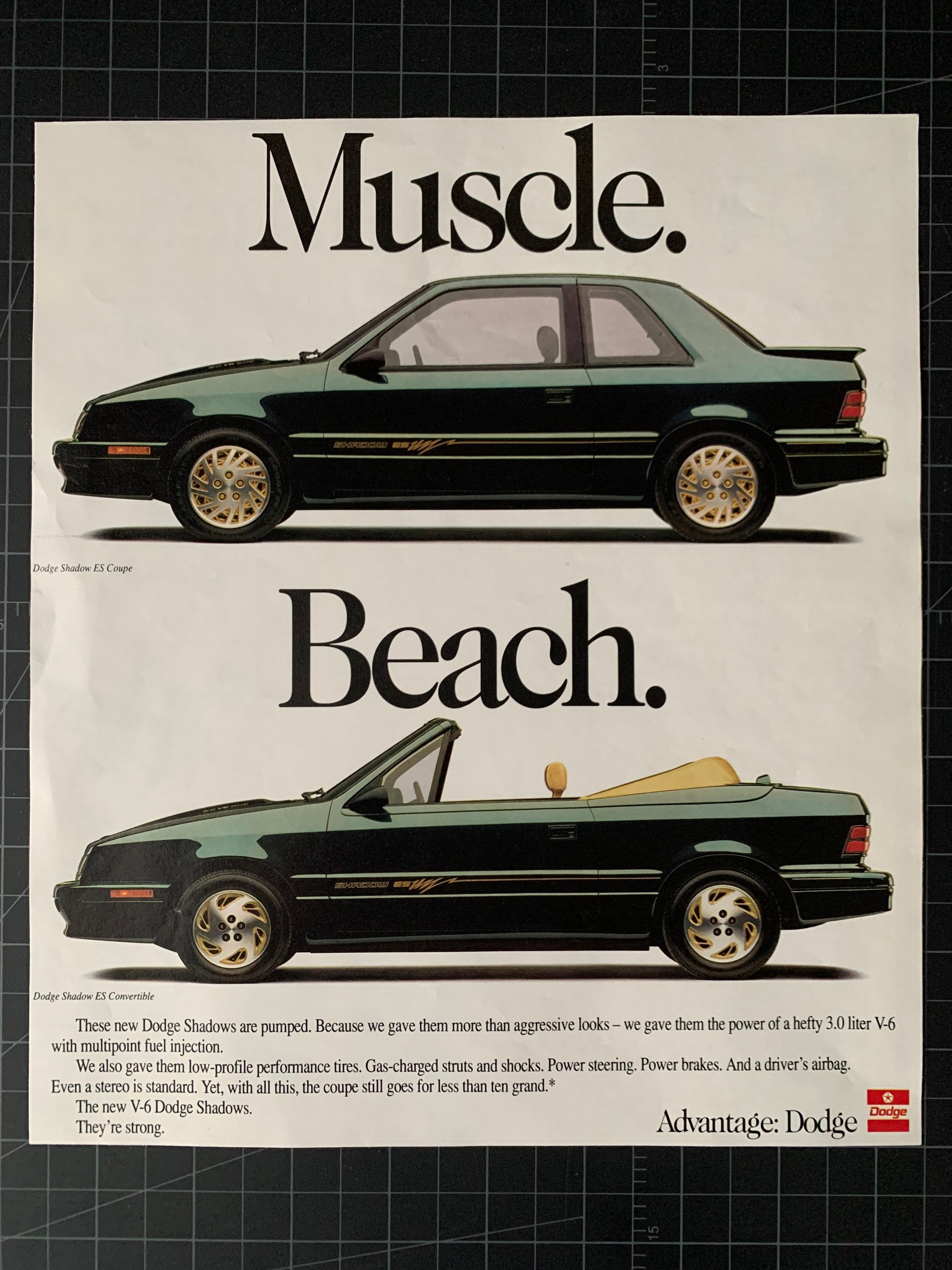 Vintage 1992 Dodge Shadow ES Coupe Print Advertisement - Etsy