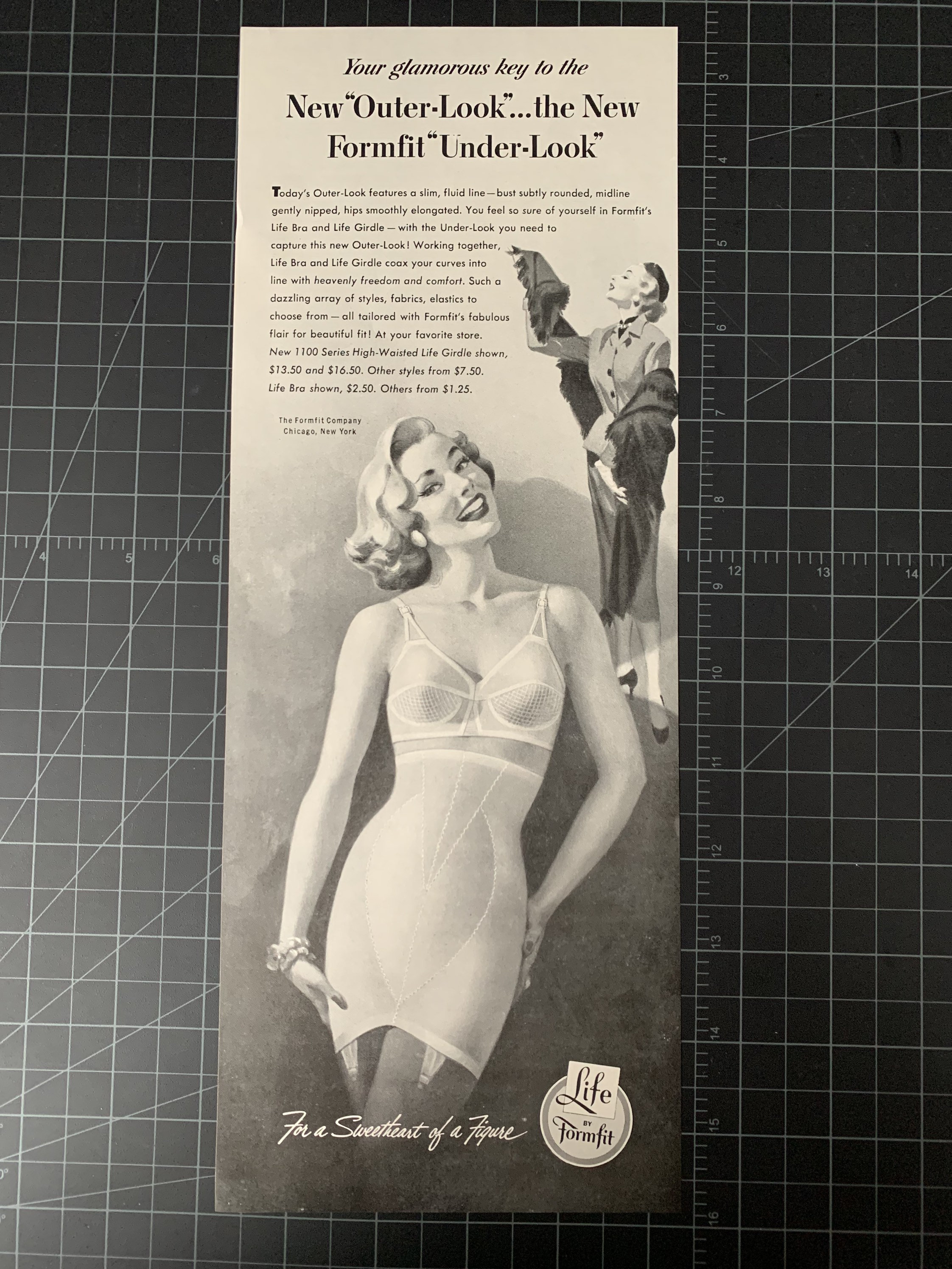 1953 Formfit Women's Undergarments Bra Girdle PRINT AD New Over Under Look