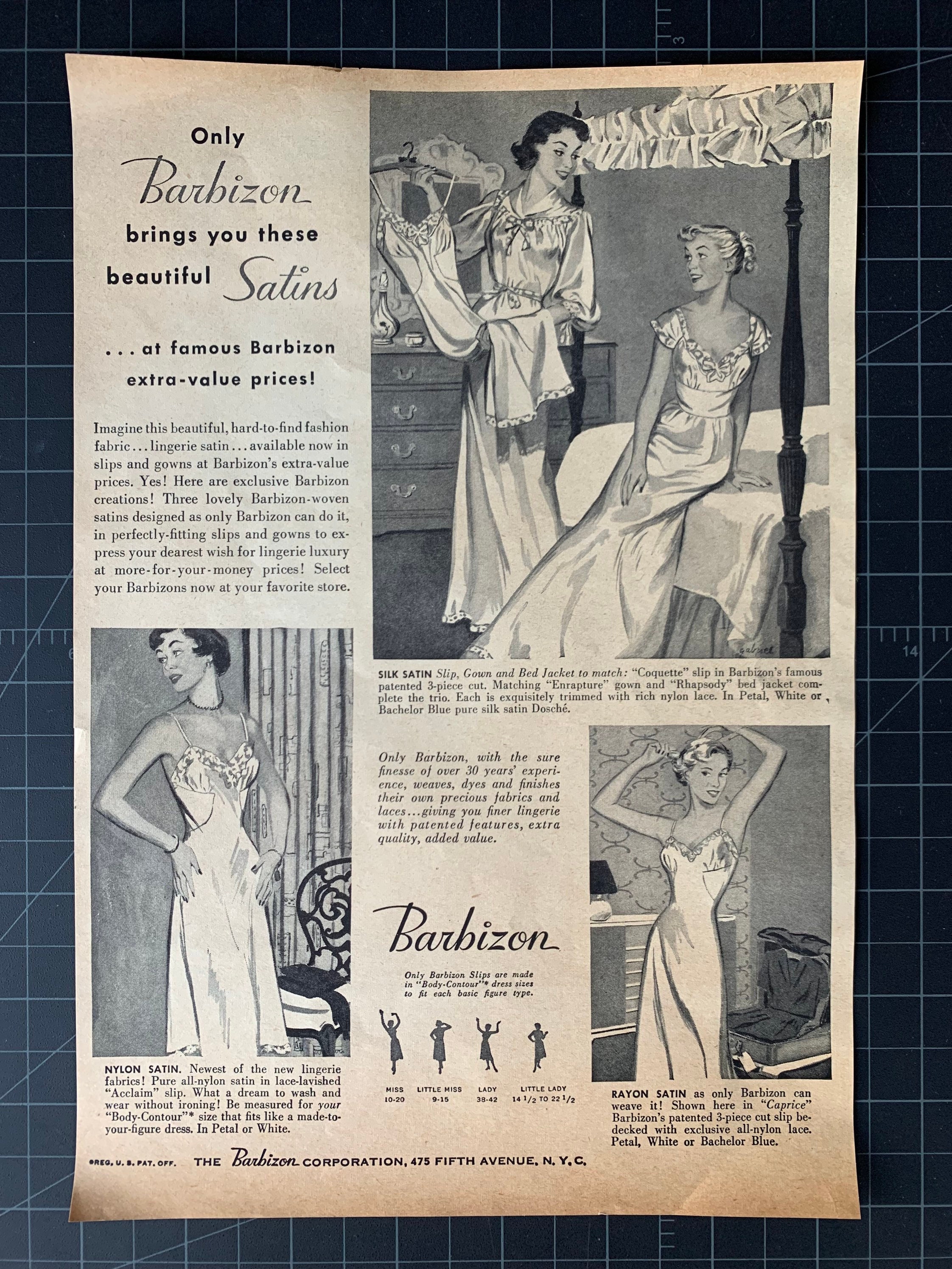 Vintage 1940s Barbizon Slips Print Ad -  Canada