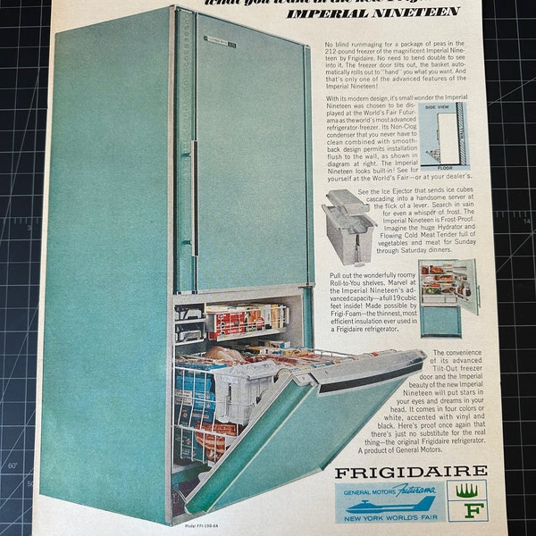 Vintage 1960s Frigidaire Imperial Refrigerator Print Ad