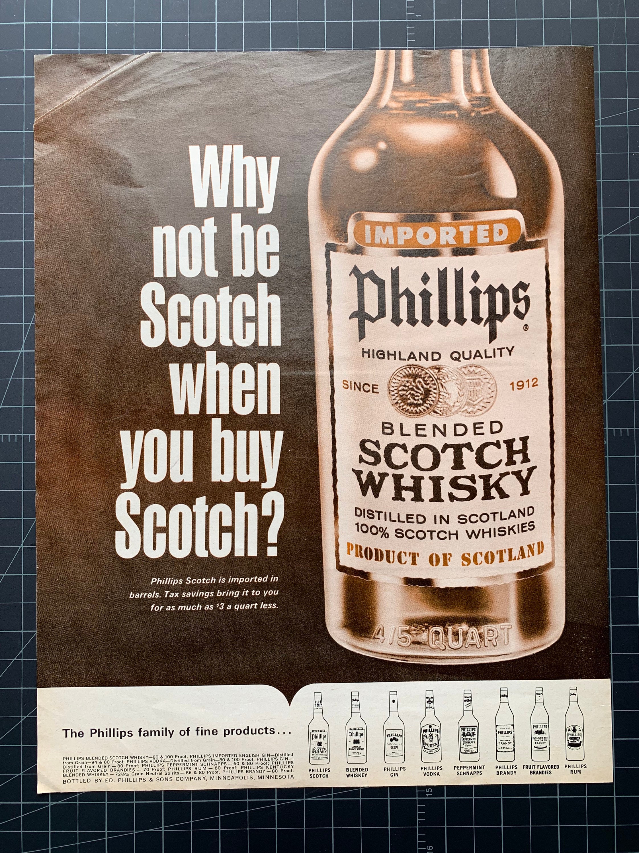 Vintage 1967 Phillips Scotch Whisky Print Ad Etsy