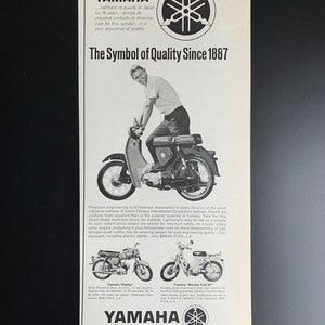 Vintage 1960s yamaha motorcycles print advertisement