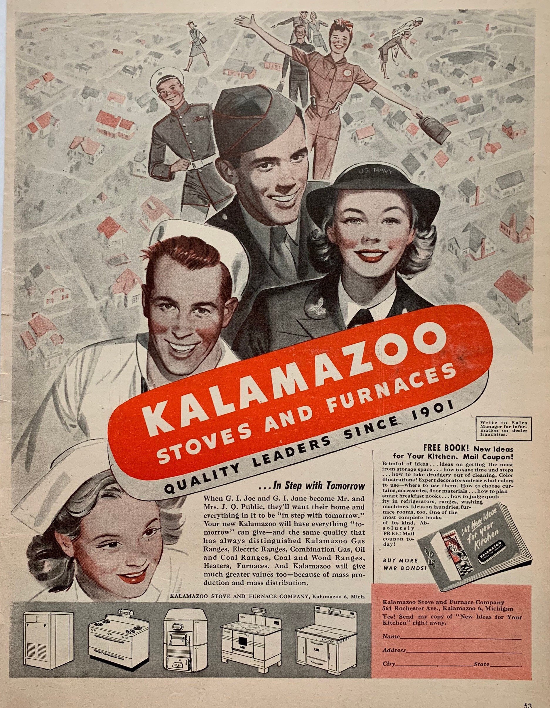 Vintage 1940s Kalamazoo Stoves and Furnace Company WW2 Era Ad Etsy