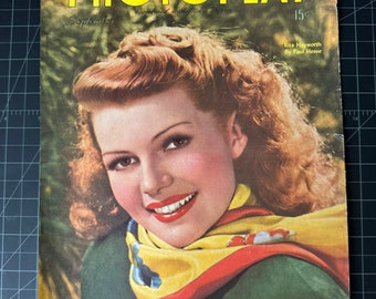 Vintage 1940s photoplay magazine cover - rita hayworth - cover only
