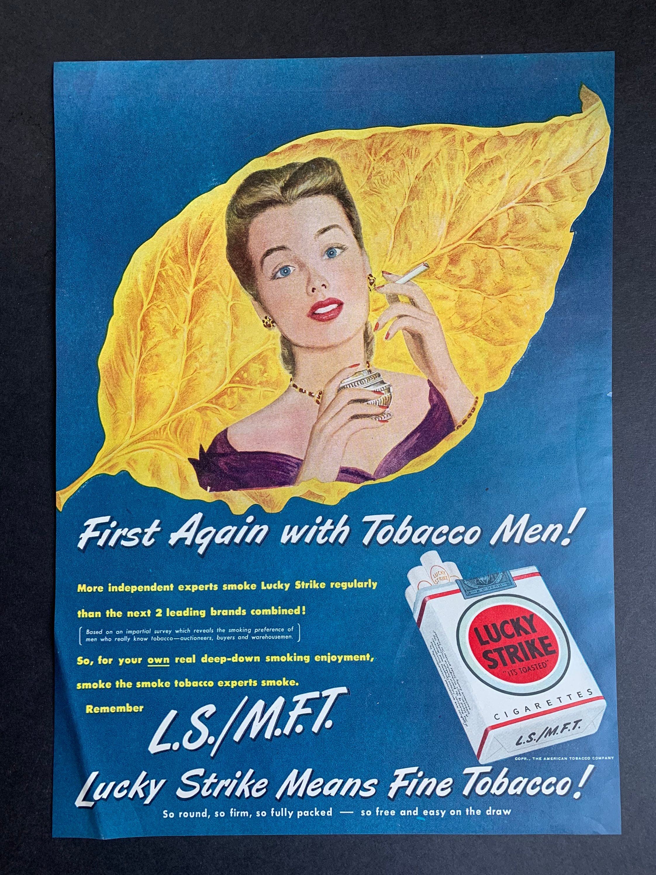 Vintage 1949 Lucky Strike Cigarettes Print Advertisement - Etsy