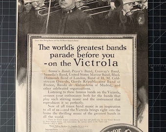 Vintage 1918 Victor Victrola WWI Original Print Ad