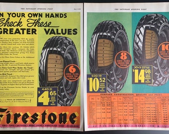 Originalannons för Firestone-däck från 1932