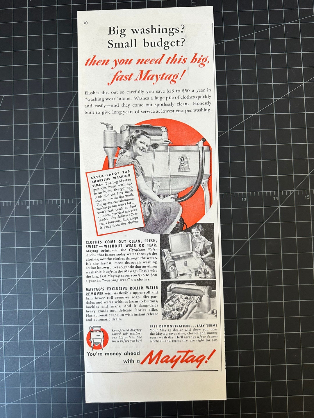 Vintage 1940s Maytag Washer Print Ad - Etsy