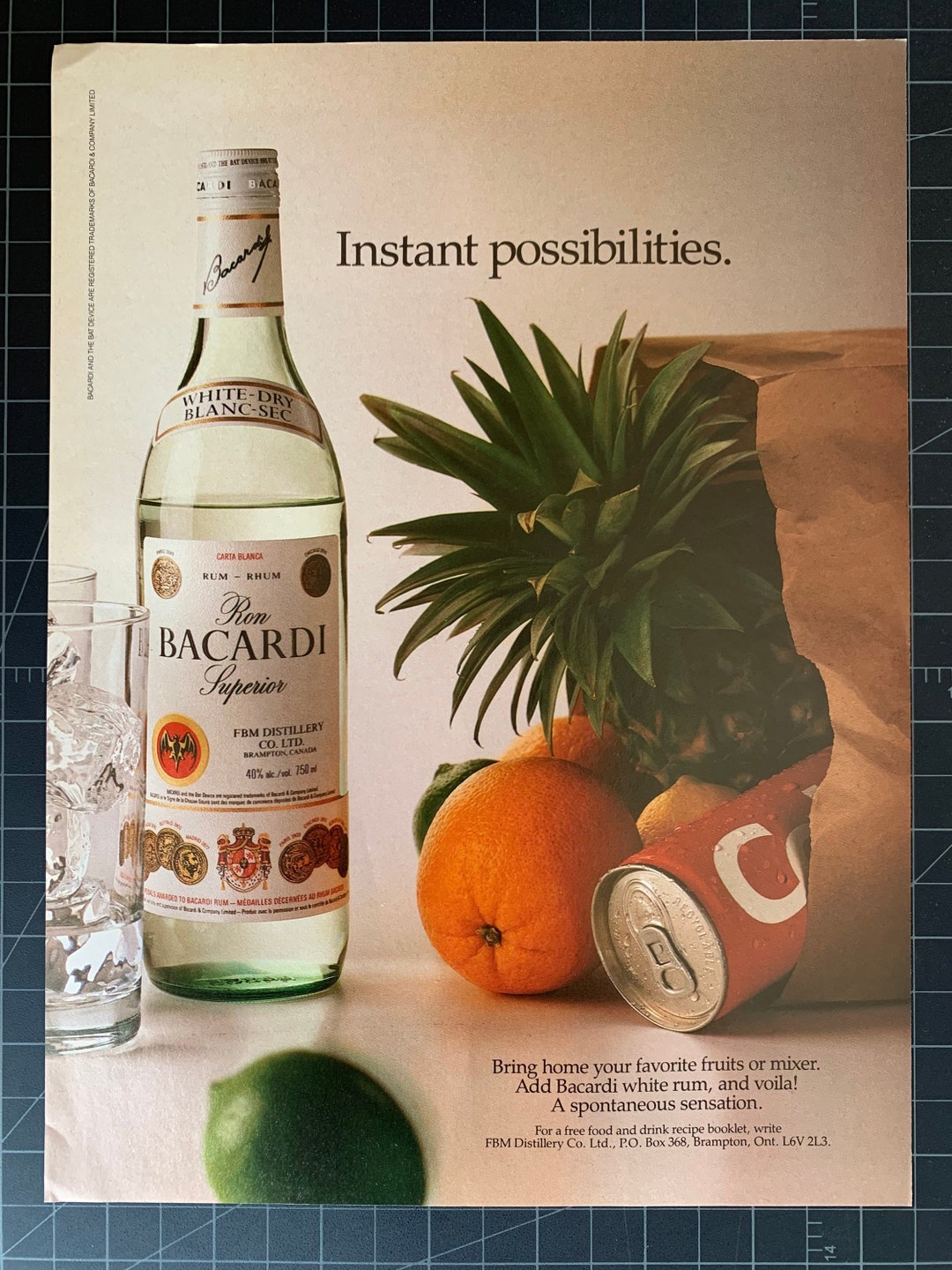 Vintage 1980s Bacardi Rum Print Ad - Etsy