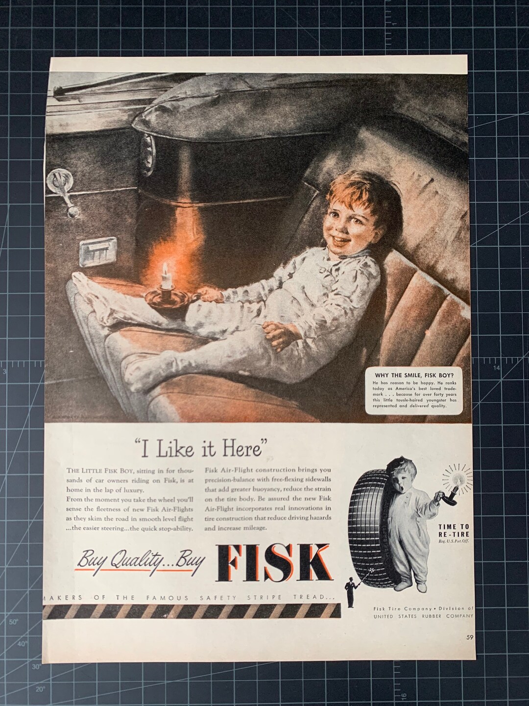 画材 1946 vintage AD for FISK Auto Tires Lot of 2 Vintage 1946 Fisk Tires Print Ad Ephemera Art Decor