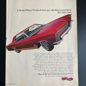 Anuncio impreso vintage del Buick Riviera Gran Sport de 1965
