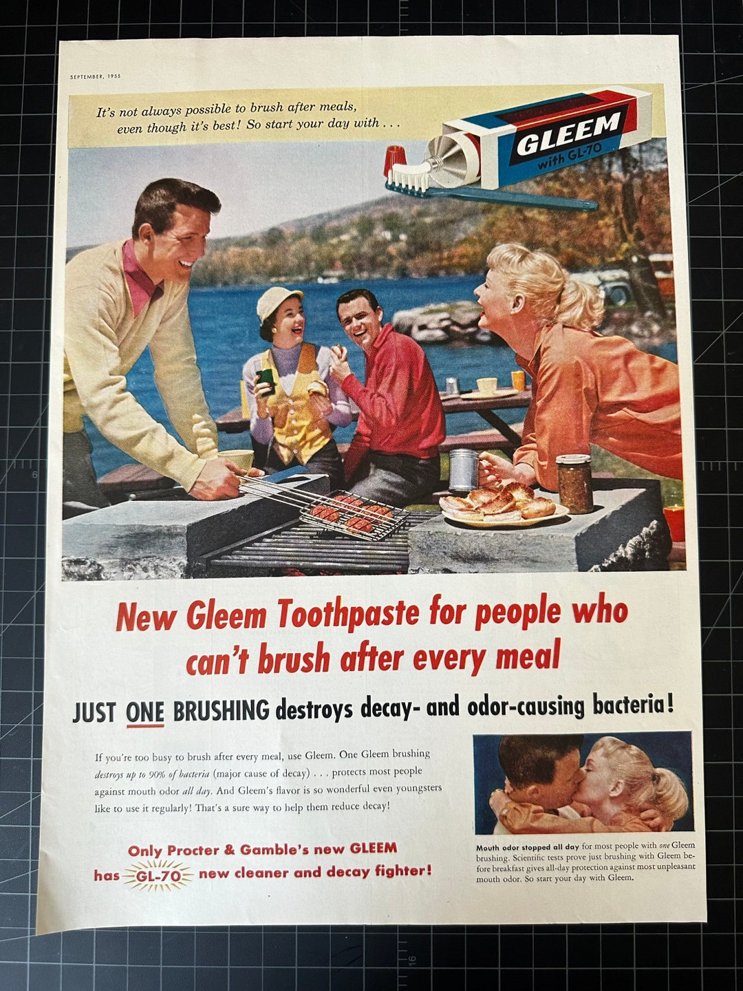 Vintage 1955 Gleem Toothpaste Print Ad Etsy