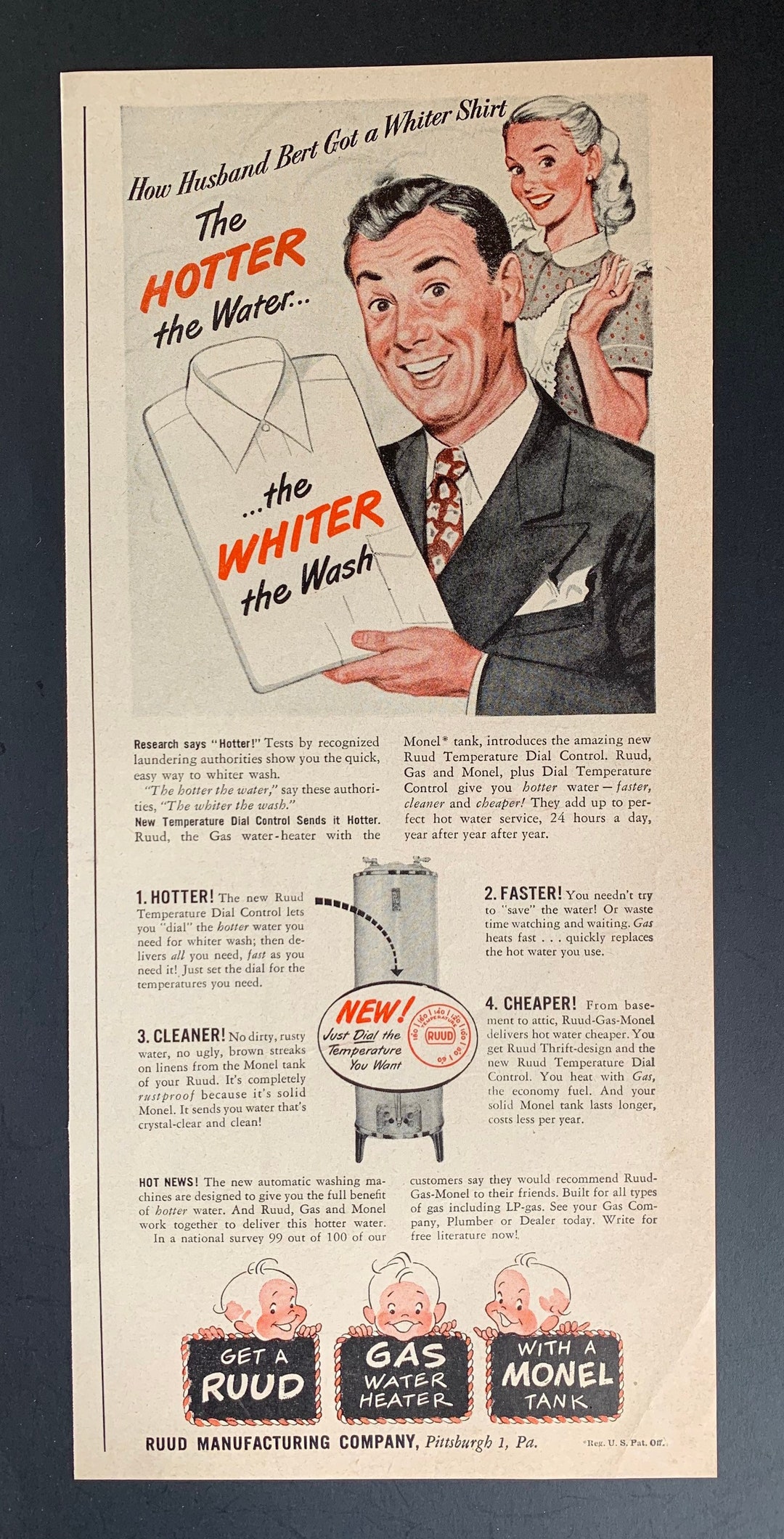 Vintage 1940s Ruud Water Heater Ad - Etsy