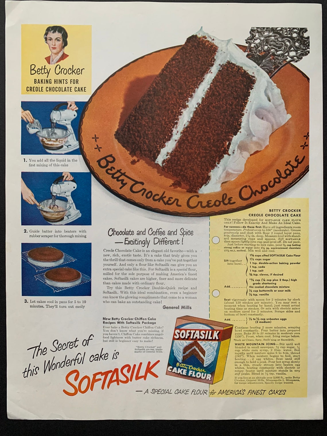 Vintage années 1930 Betty Crocker Softasilk Cake Flour Baking Etsy