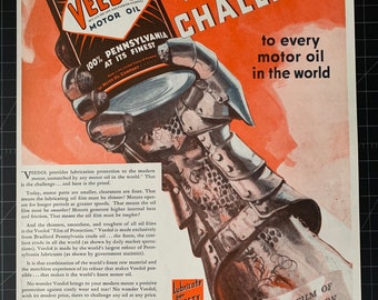Vintage 1936 veedol motor oil print ad