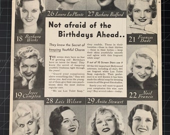 Vintage 1932 Lux Soap Print Ad - Jean Harlow - Joyce Compton - Anita Stewart