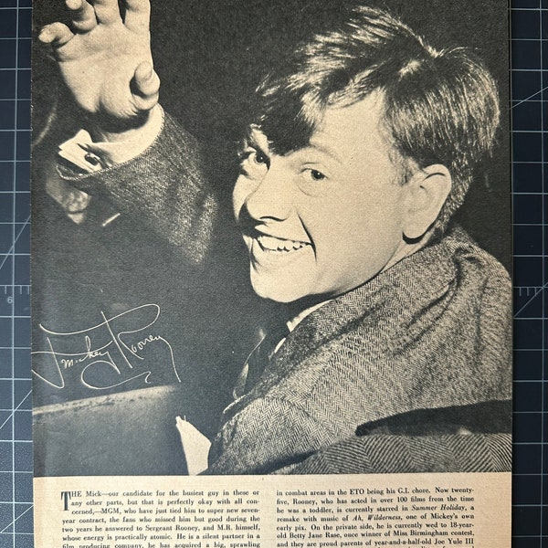 Rare Vintage 1947 Mickey Rooney Portrait