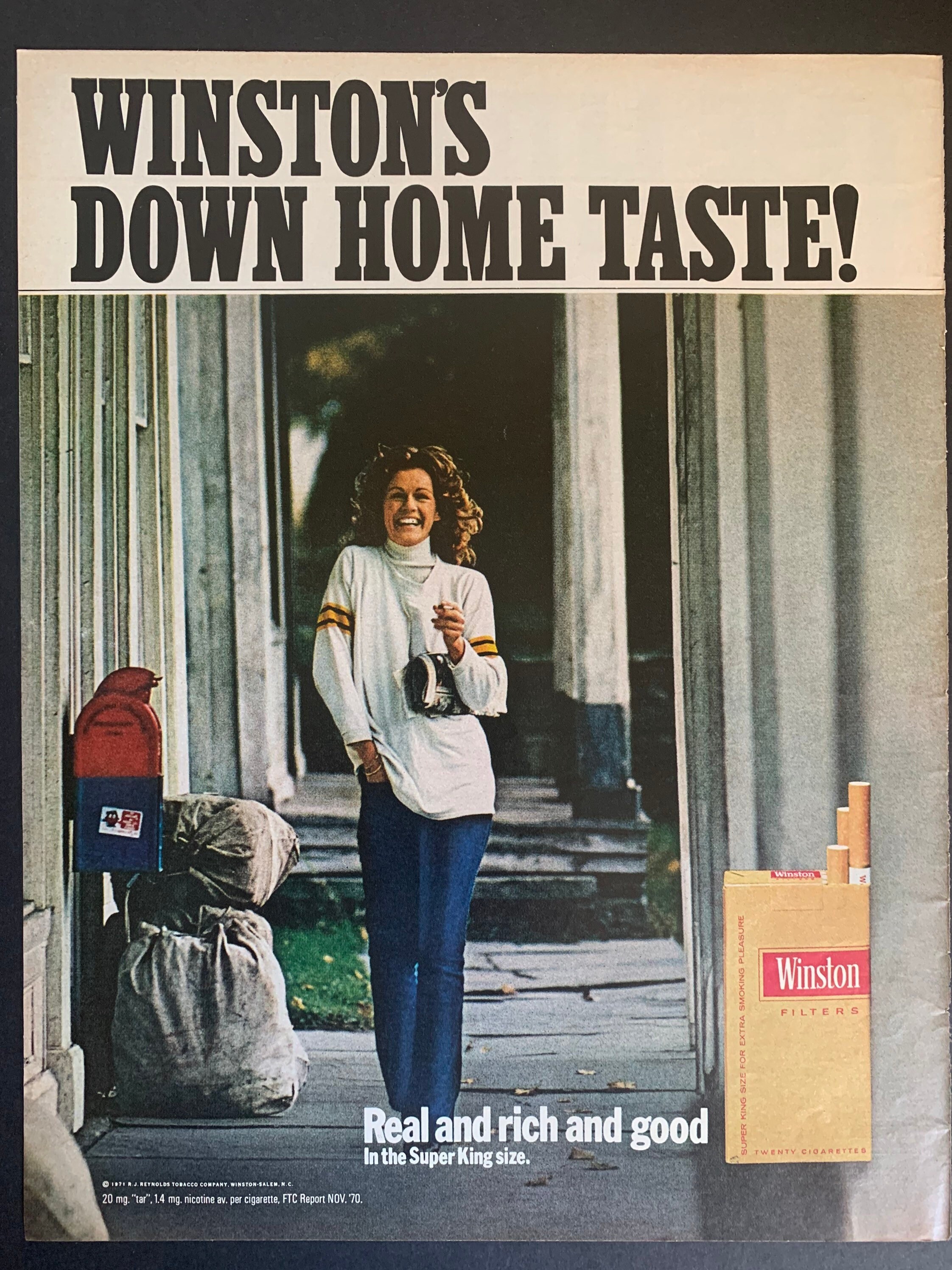 Vintage 1970 Winston Cigarettes Original Print Ad