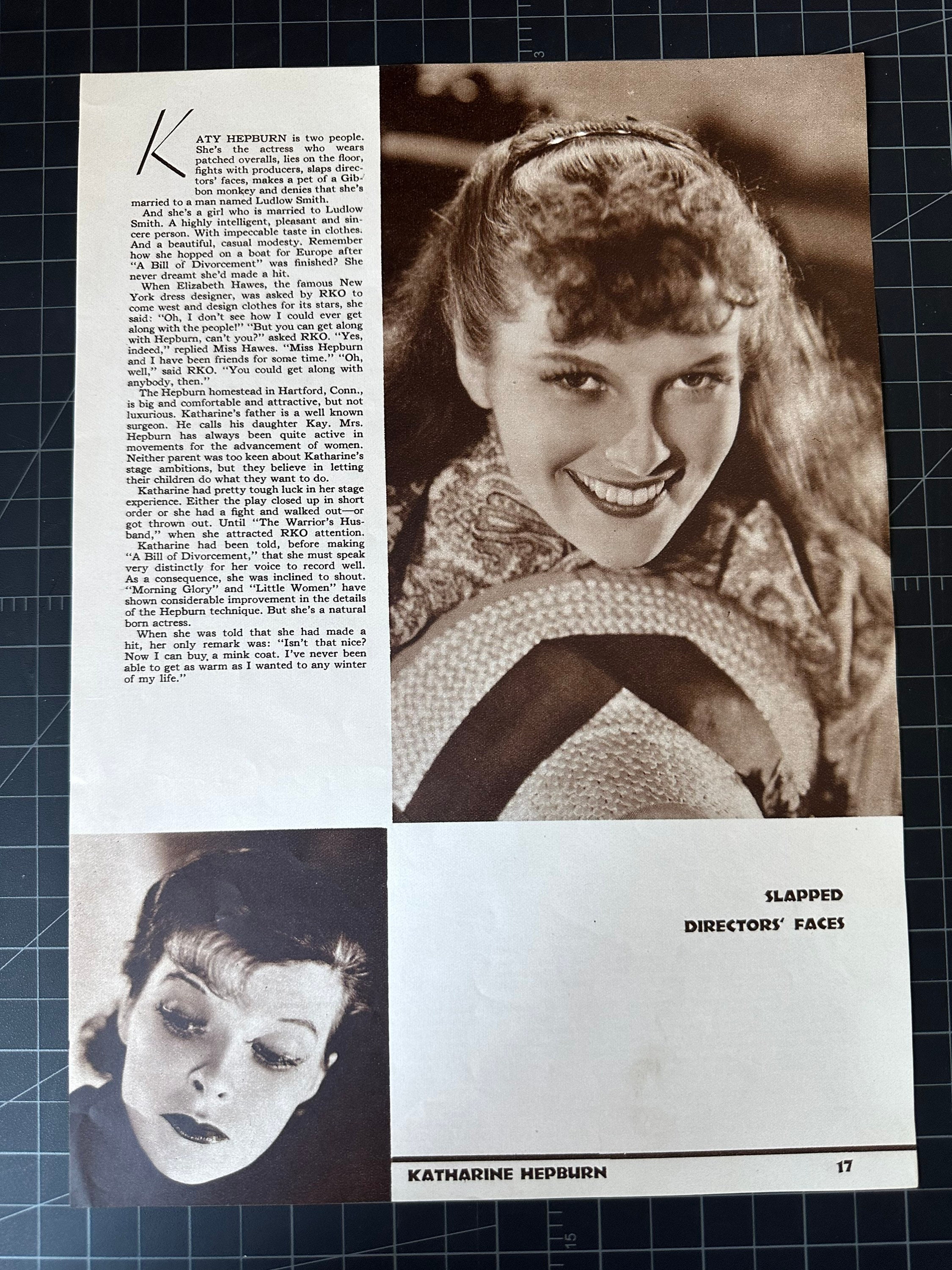 希少なヴィンテージ 1936年 キャサリン・ヘプバーン ポートレート +