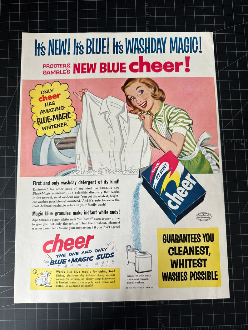 Vintage 1950s Cheer Detergent Print Ad - Etsy