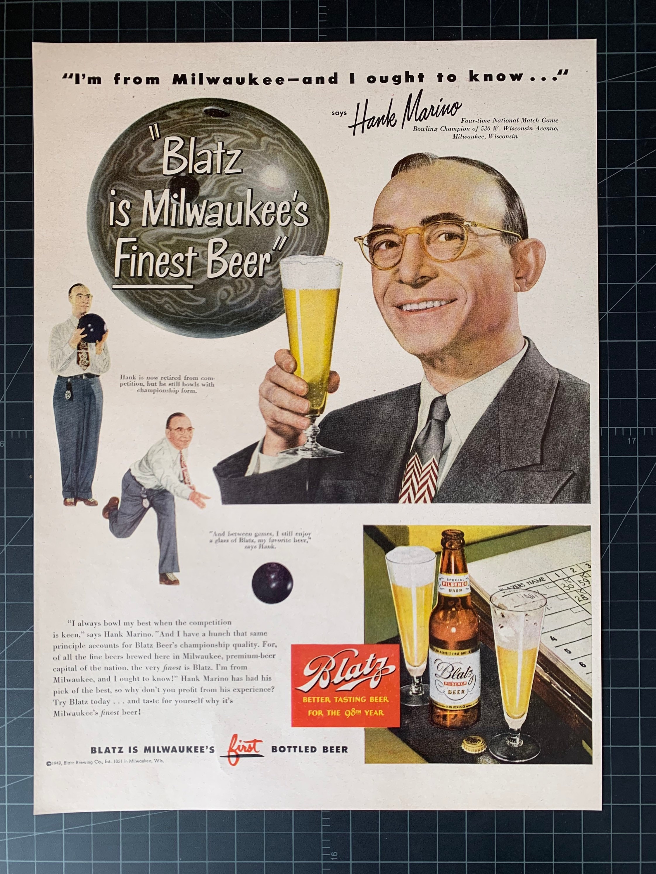 Vintage 1949 Blatz Beer Print Ad -  Canada