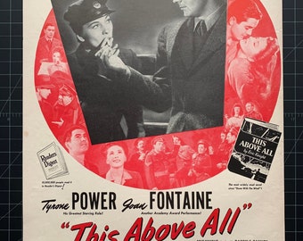 Pubblicità originale del film "The Above All" del 1942 - Joan Fontaine