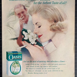 Vintage 1961 oasis cigarettes print ad