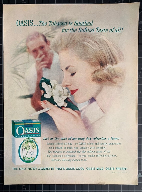 tobacco oasis Vintage 1961 Oasis Cigarettes Original Print Ad