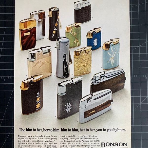 Vintage 1970s ronson lighters print ad