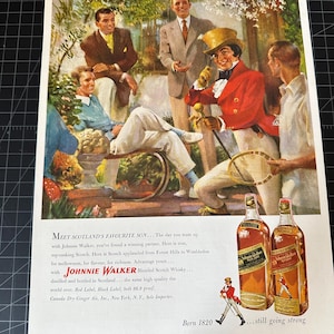 Vintage 1950s Johnnie Walker Whiskey Print Ad