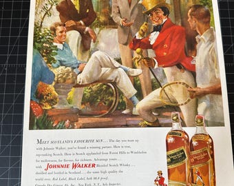 Anuncio original del whisky Johnnie Walker vintage de los años 50